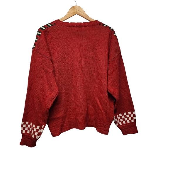 🎄 Vintage holiday Koret Red and Green Buttondown Cardigan Sweater - Picture 2 of 7